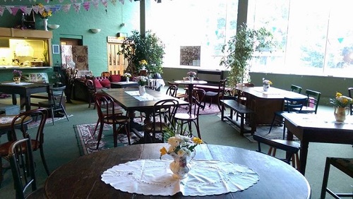 Tables and chairs in our vintage tearoom